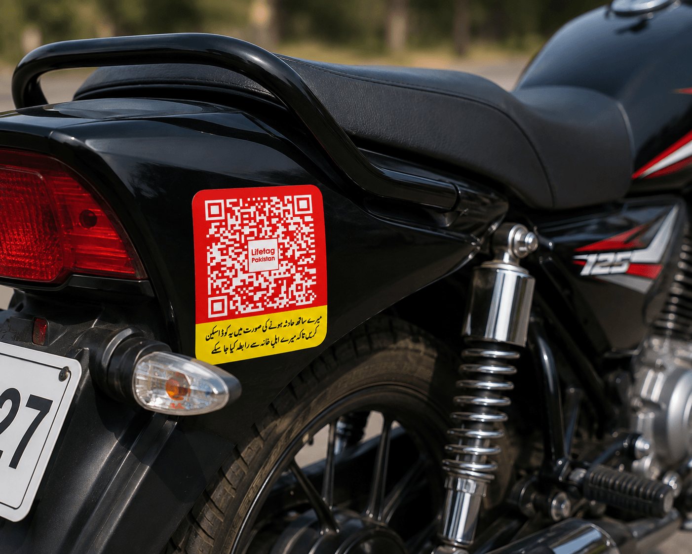 LifeTag Emergency Sticker on Bike